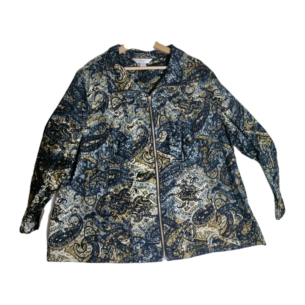 Cj Banks Cotton Light Weight Jacket Woman's Size 3X Artsy Art To Wear